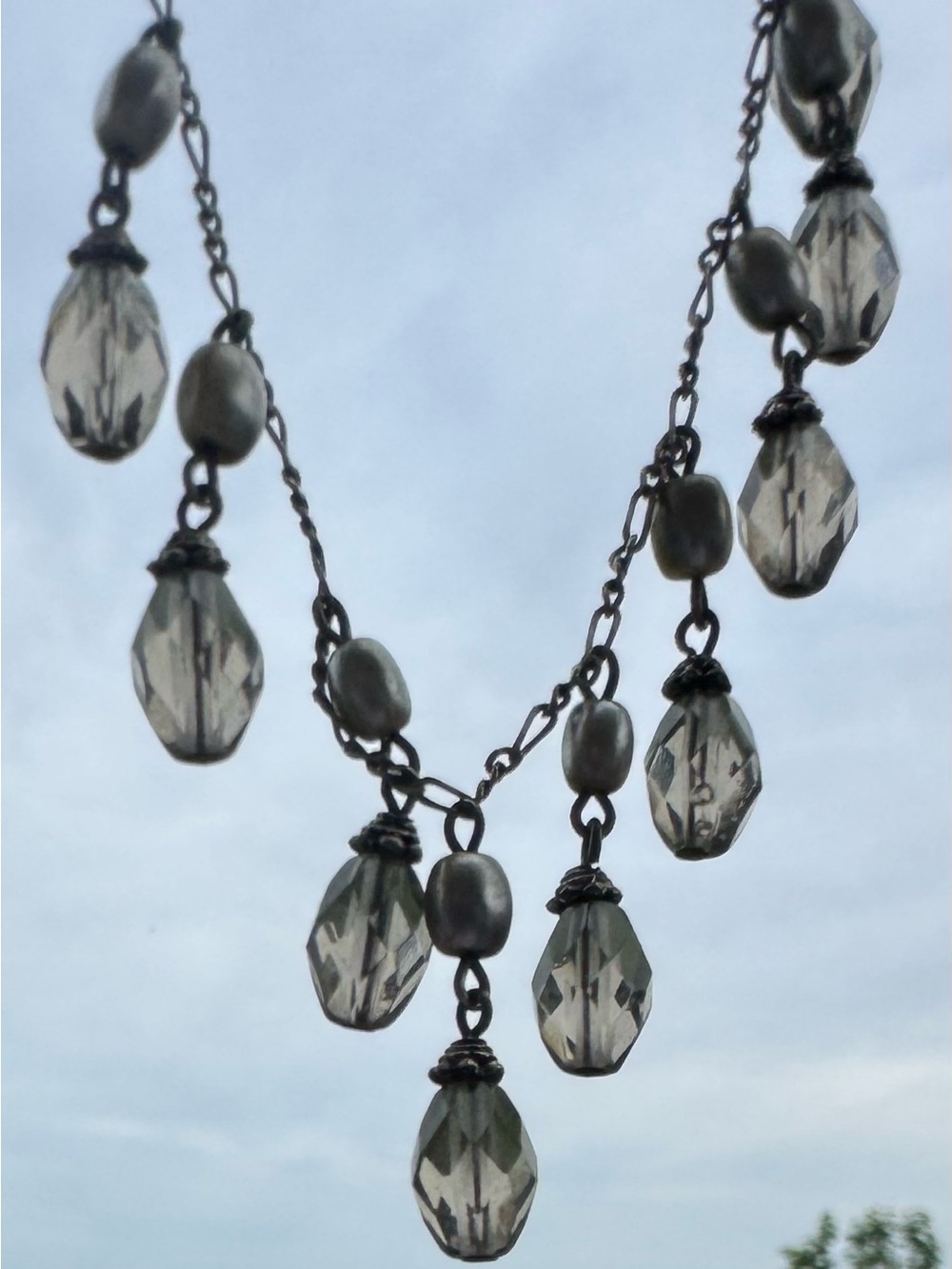 Elegant Gray Crystal Drop Necklace - Women's Jewelry